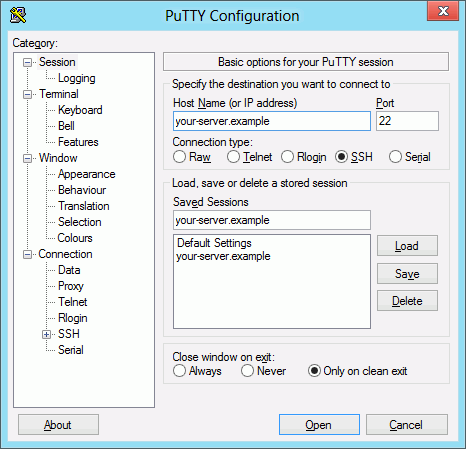 [PuTTY session]